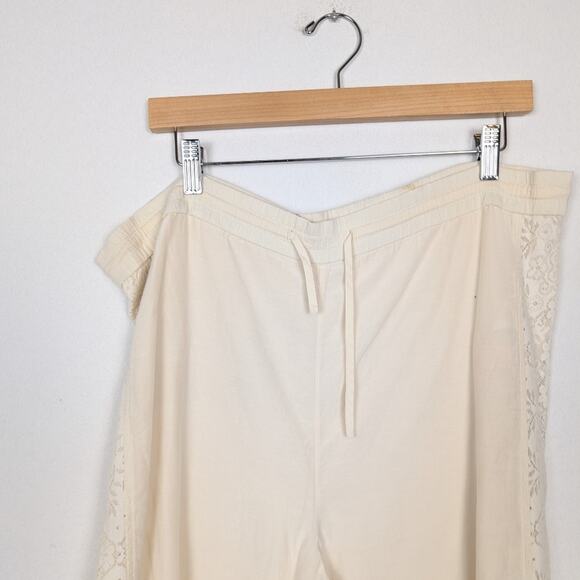 Jason Wu Cream Cotton Silk Lace Detail Drawstring Pants Size M - Picture 4 of 8